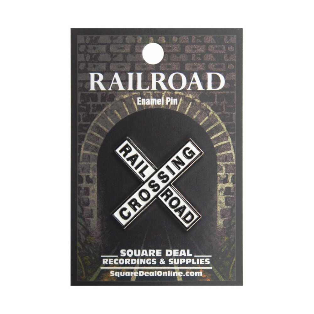 Railroad Crossing Sign Enamel Pin - USA Train Travel Symbol Pop Culture Gift NWT